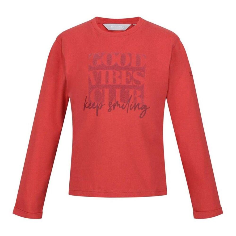 Regatta Childrens/Kids Great Outdoors Lettering Long-Sleeved T-Shirt / Mineral R